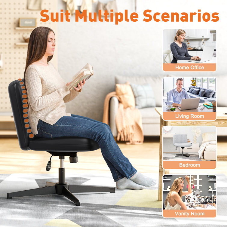 Armless Office Chair No Wheels Adjustable Swivel Desk Chair